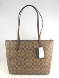 New Authentic Coach 4455 Signature Canvas Zip Tote Handbag