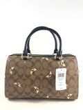 New Authentic Coach C8591 Signature Bee Print Rowan Satchel Handbag