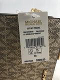 New Authentic Michael Kors Jet Set Travel Metallic Large Double Zip Wristlet Wallet