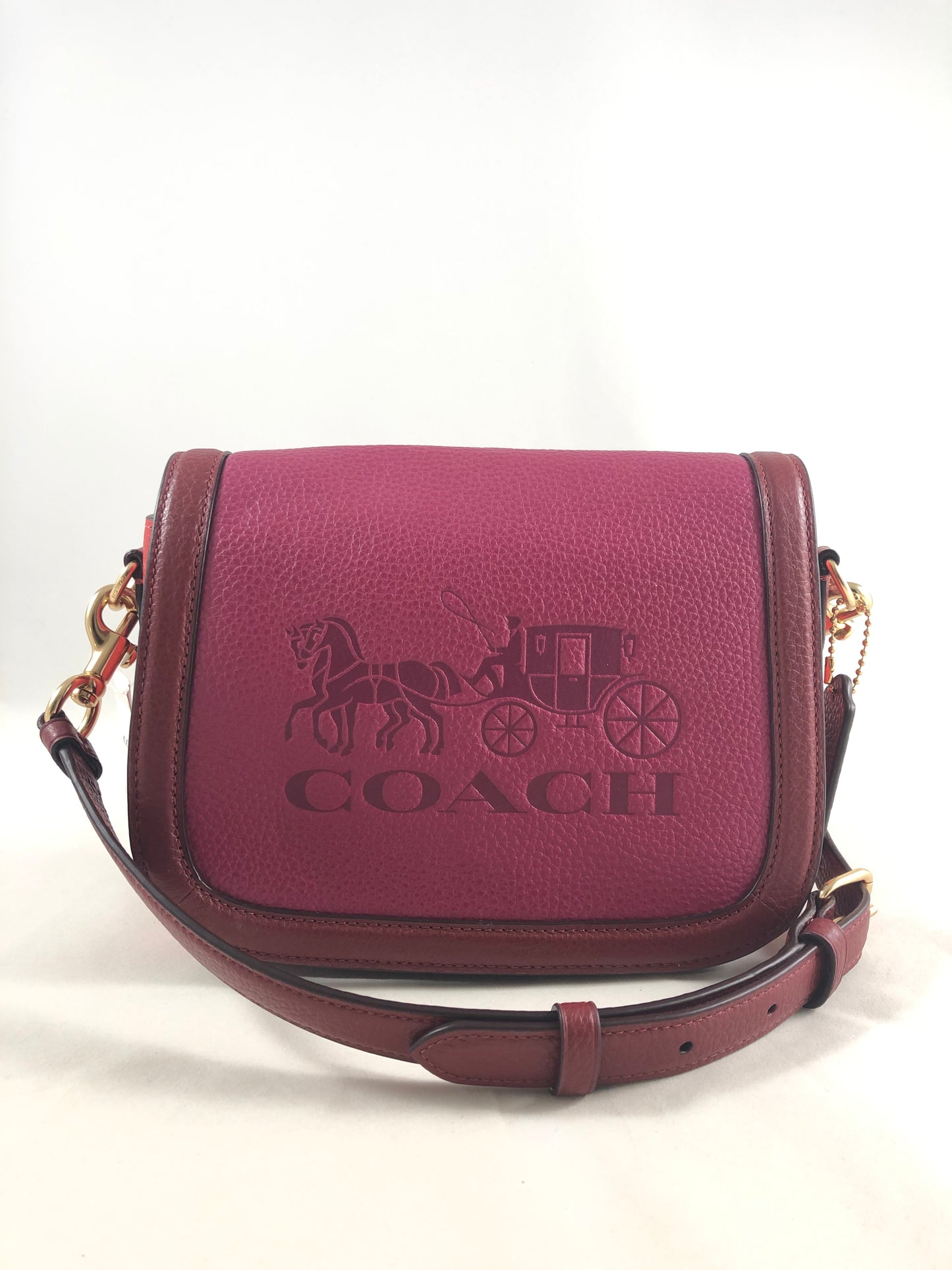 New Authentic Coach C9130 Colorblock Horse & Carriage Saddle Crossbody Purse