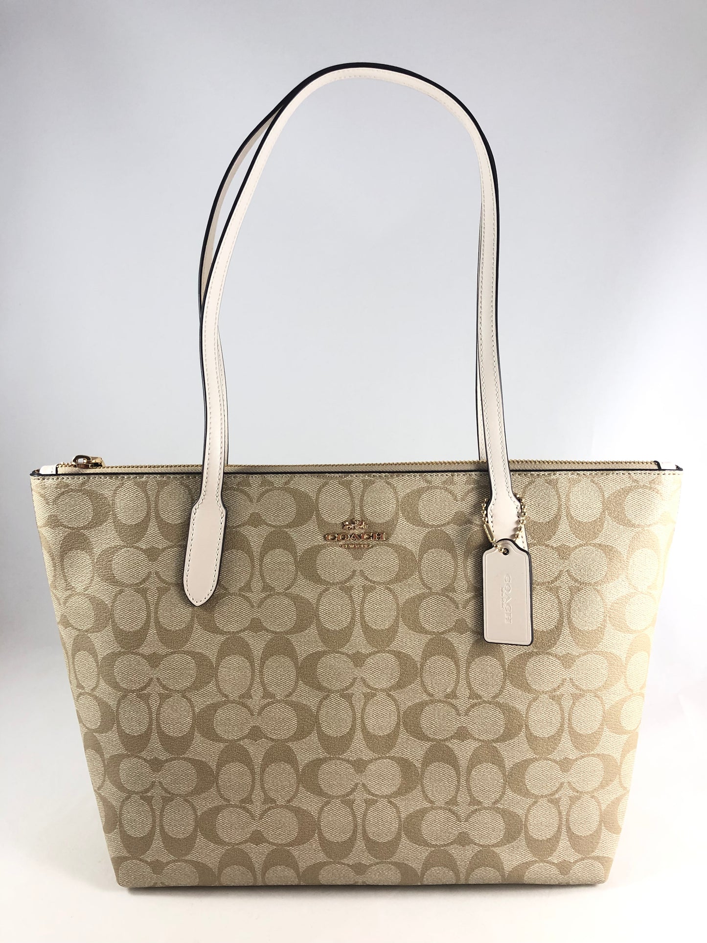 New Authentic Coach 4455 Signature Canvas Zip Tote Handbag