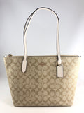 New Authentic Coach 4455 Signature Canvas Zip Tote Handbag