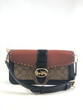 New Authentic Coach 5605 Signature Rivet Georgie Shoulder Bag Crossbody Purse