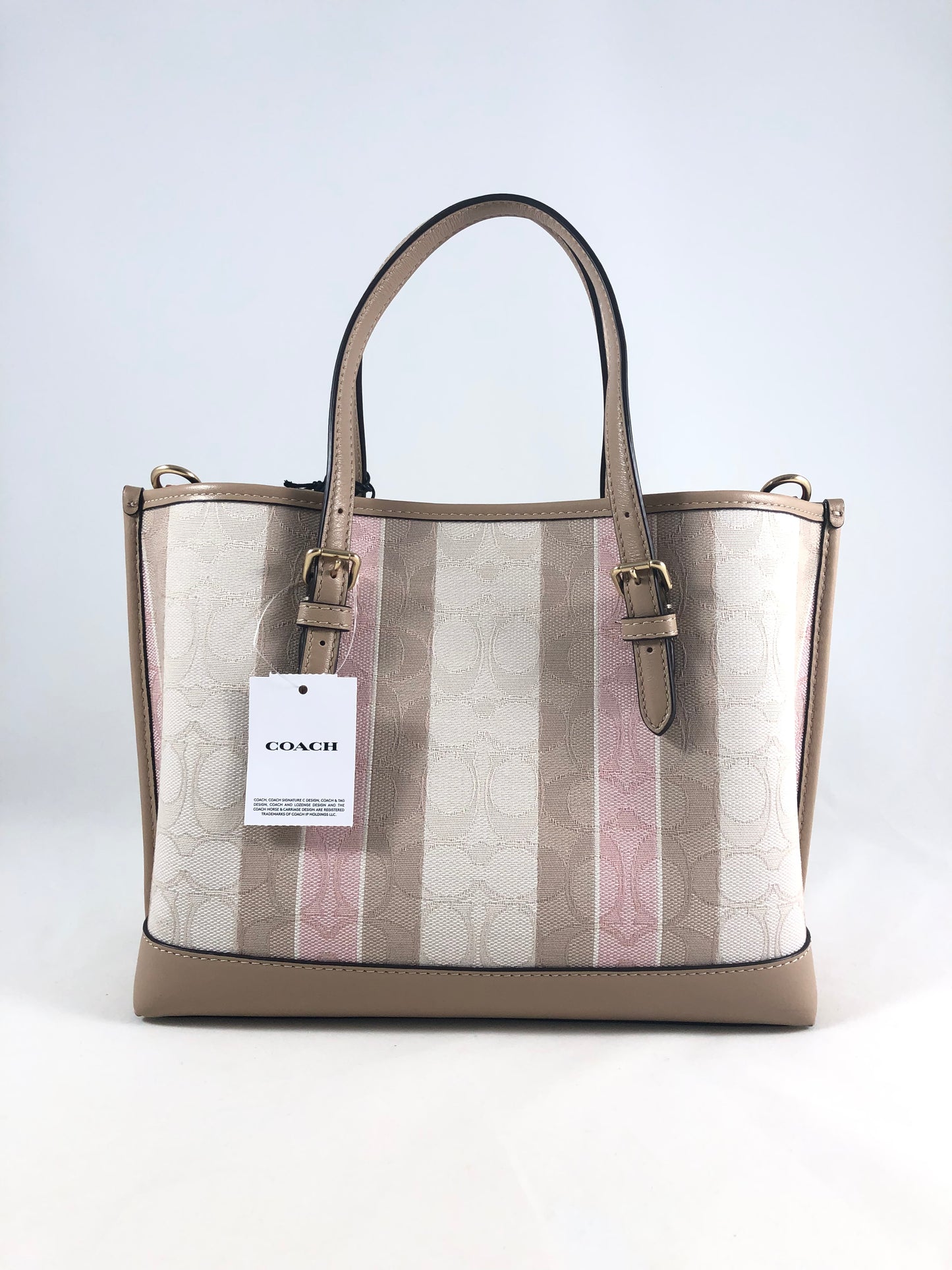 New Authentic Coach C8416 Striped Jacquard Mollie 25 Tote Bag