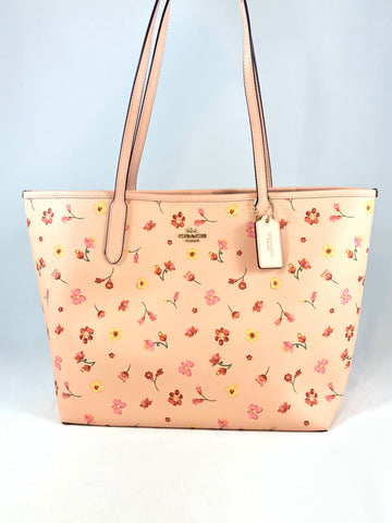 New Authentic Coach C8743 Mystical Floral Print Canvas City Tote Bag