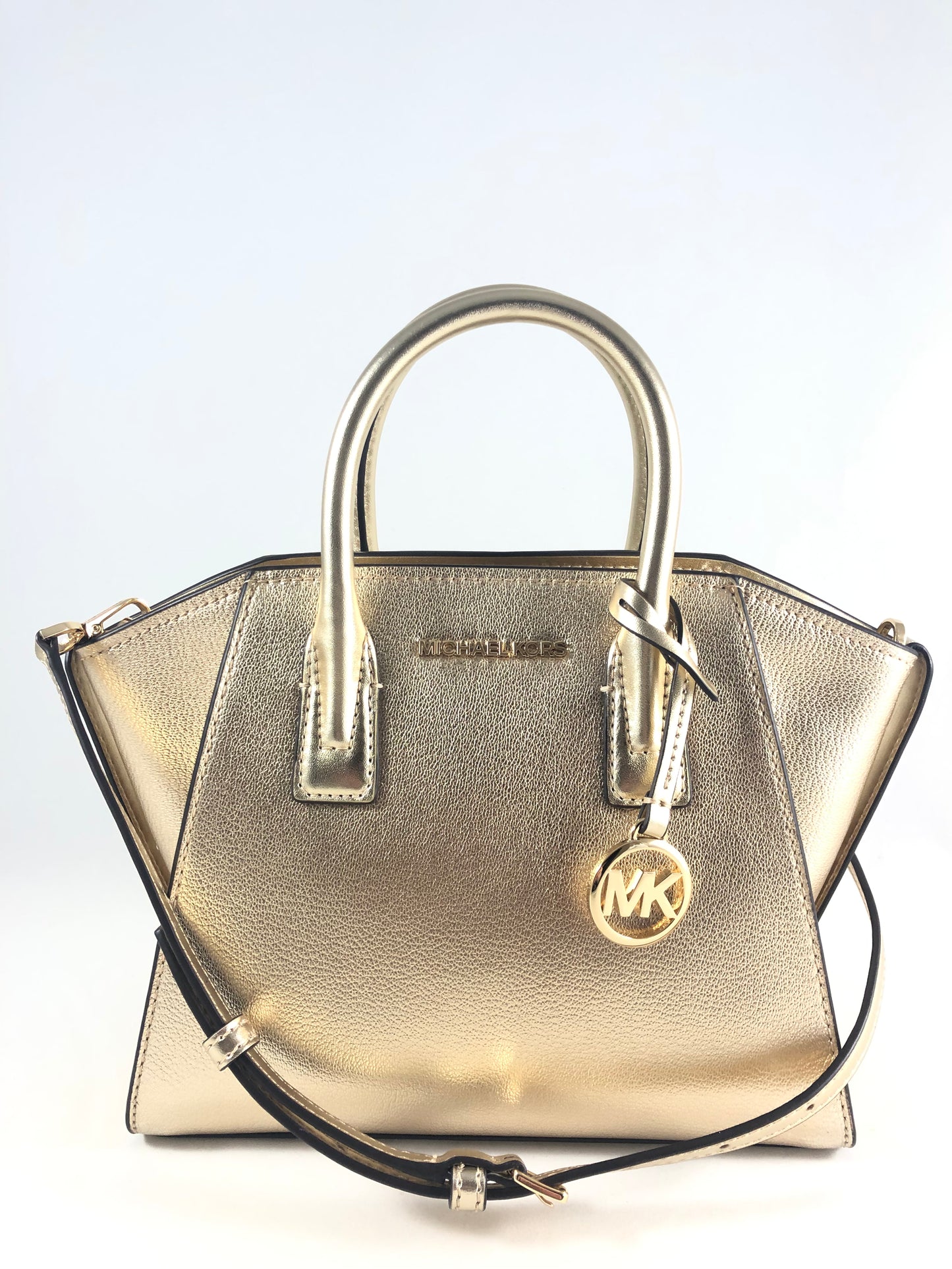 New Authentic Michael Kors Leather Avril Small Top Zip Satchel Handbag Purse