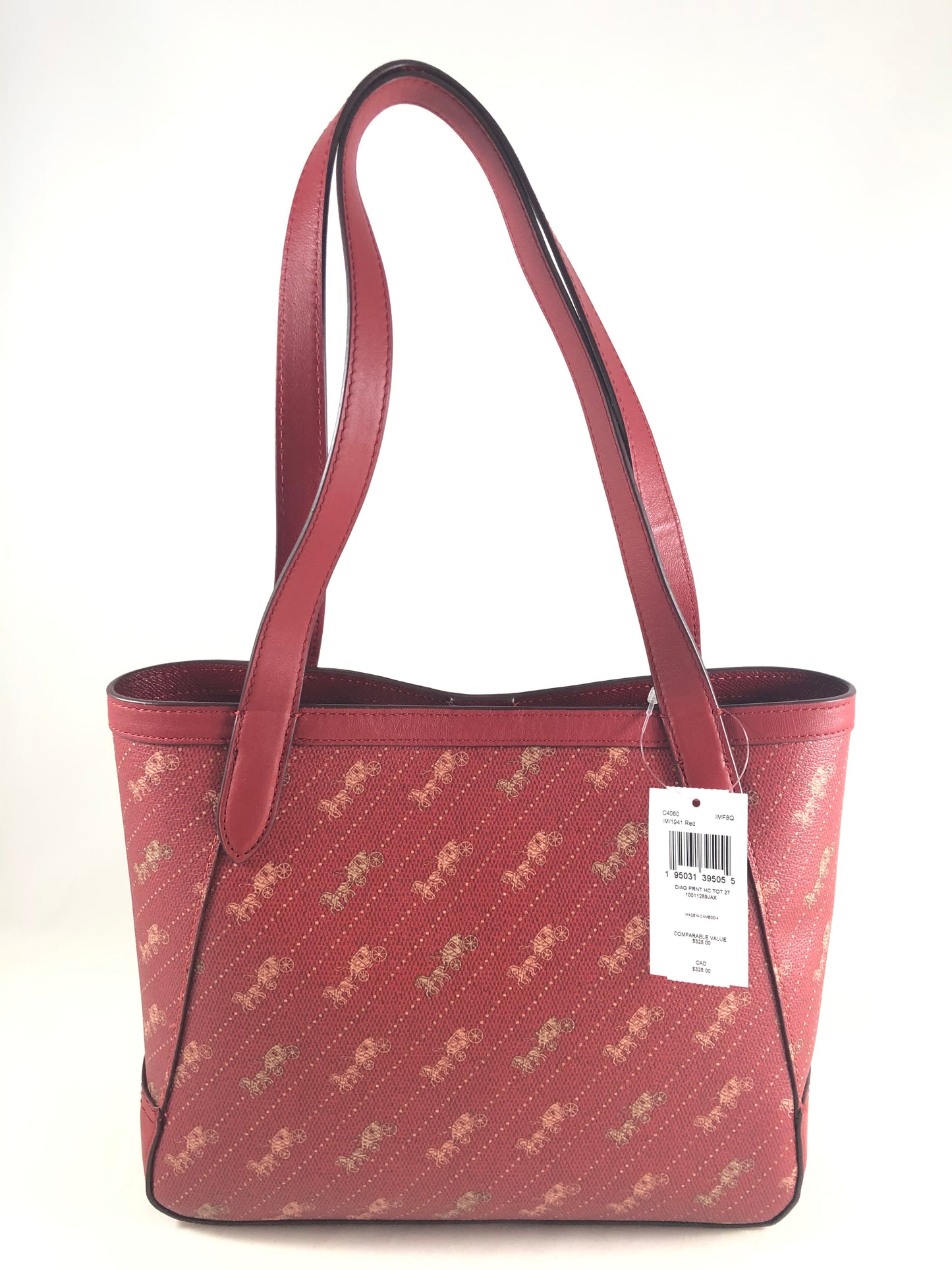 New Authentic Coach C4060 Diagonal Print Horse&Carriage Tote 27 Handbag