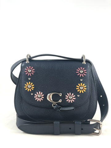 New Authentic Coach 1331 Whipstitch Daisy Applique Remi Saddle Crossbody Purse