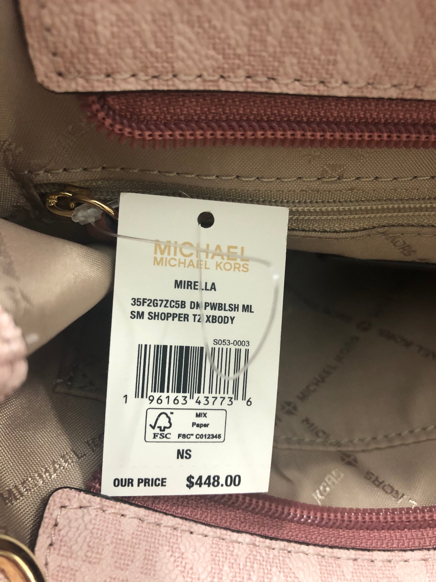 New Authentic Michael Kors Mirella Small Shopper Topzip Crossbody