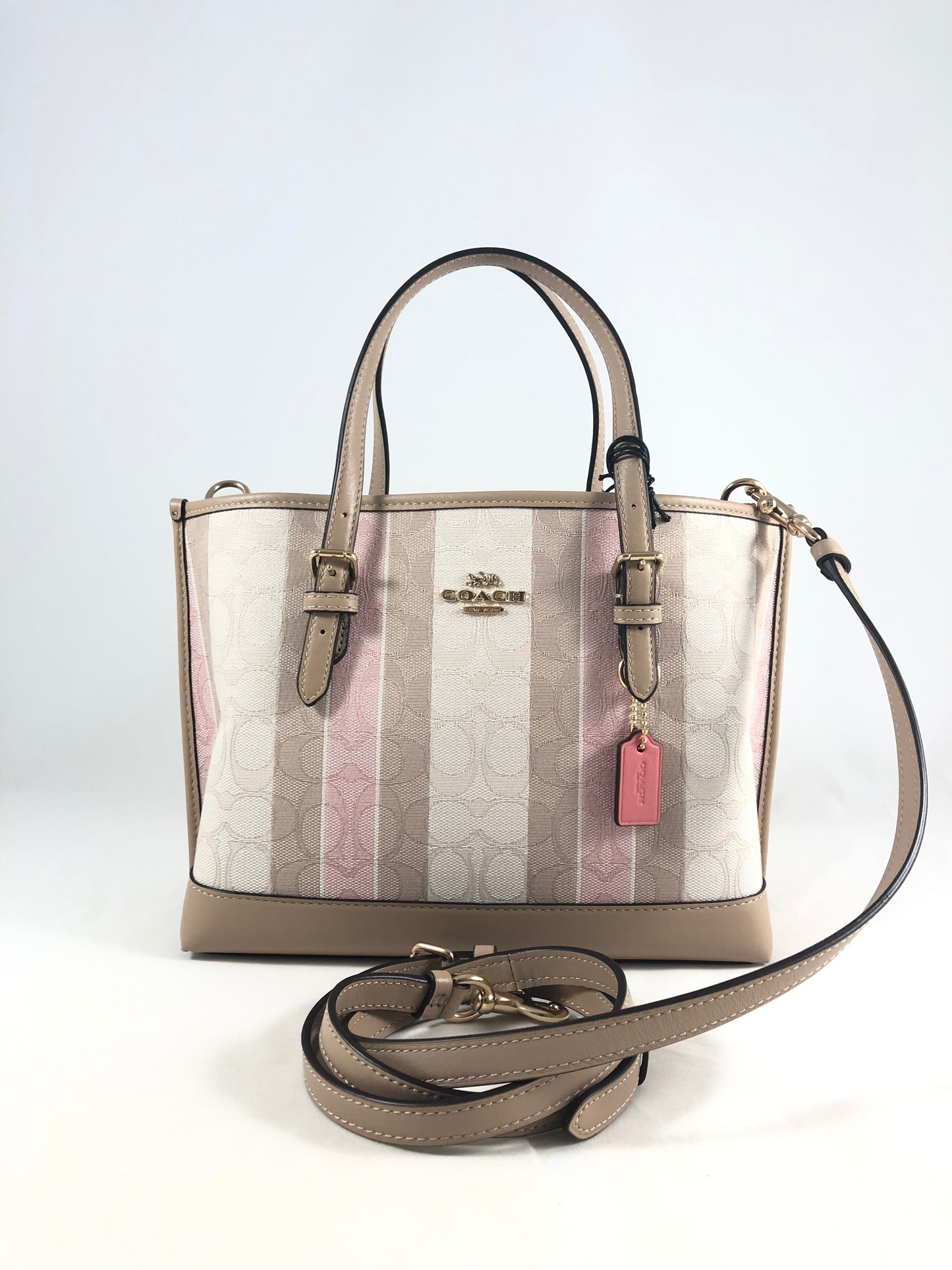 New Authentic Coach C8416 Striped Jacquard Mollie 25 Tote Bag