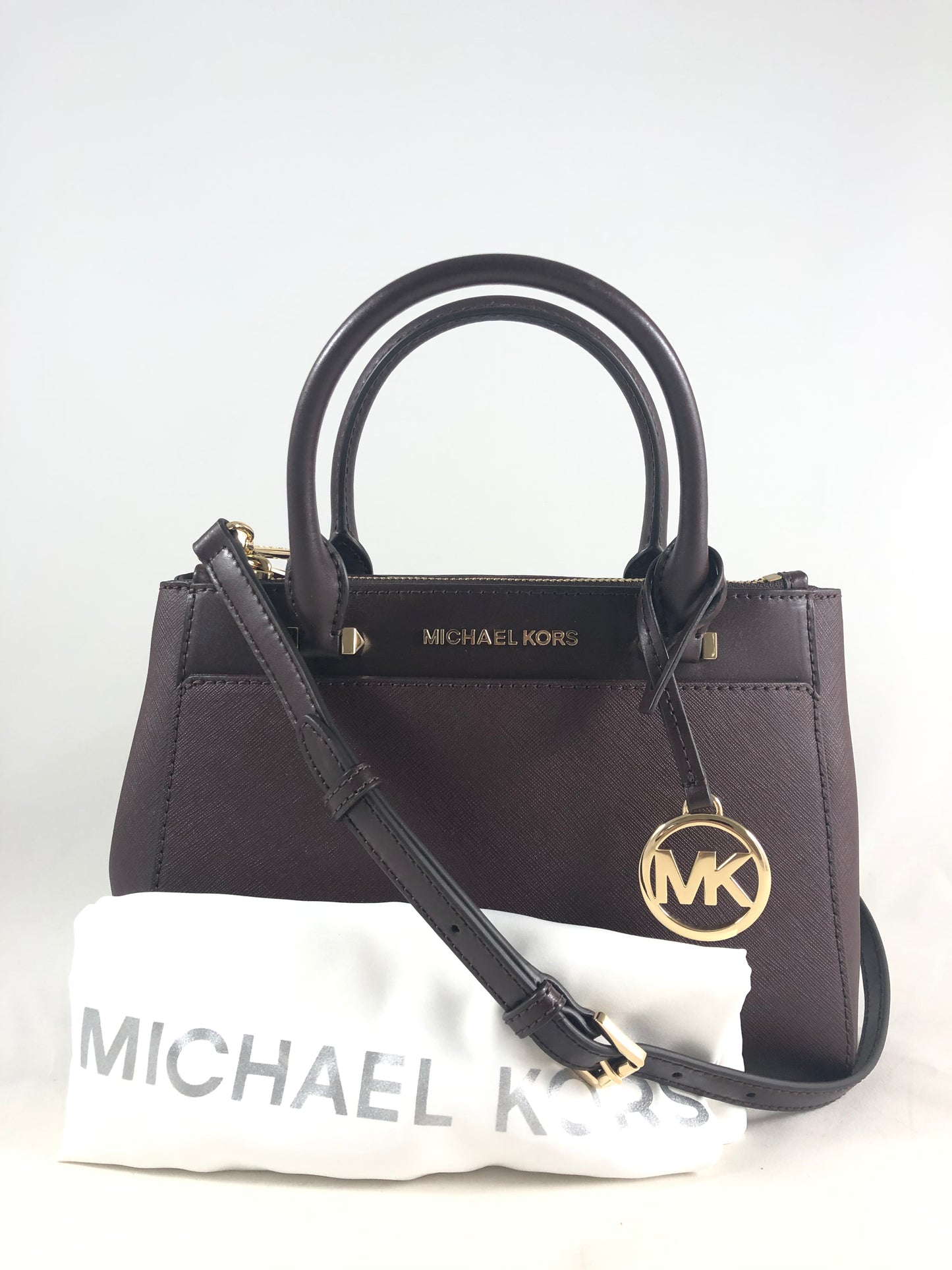 New Authentic Michael Kors Gibson Leather Small Satchel Handbag Purse