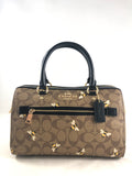 New Authentic Coach C8591 Signature Bee Print Rowan Satchel Handbag