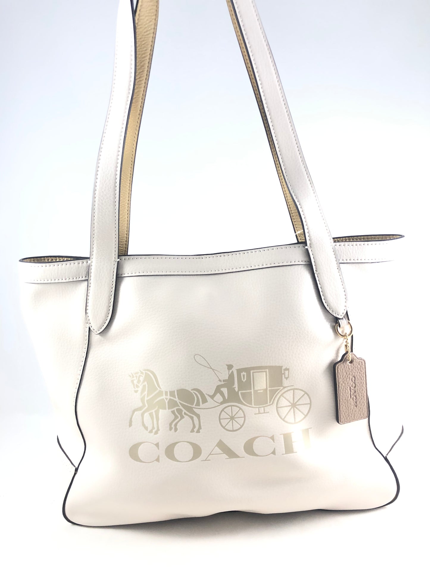 New Authentic Coach C4063 Embossed Leather Horse & Carriage Tote Bag