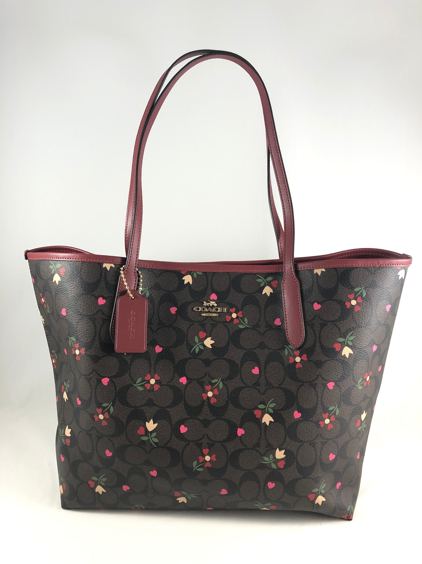 New Authentic Coach C7616 Signature Heart Petal City Tote Bag