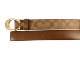 New Authentic Coach C5715 Signature Logo Buckle Belt Khaki/Saddle